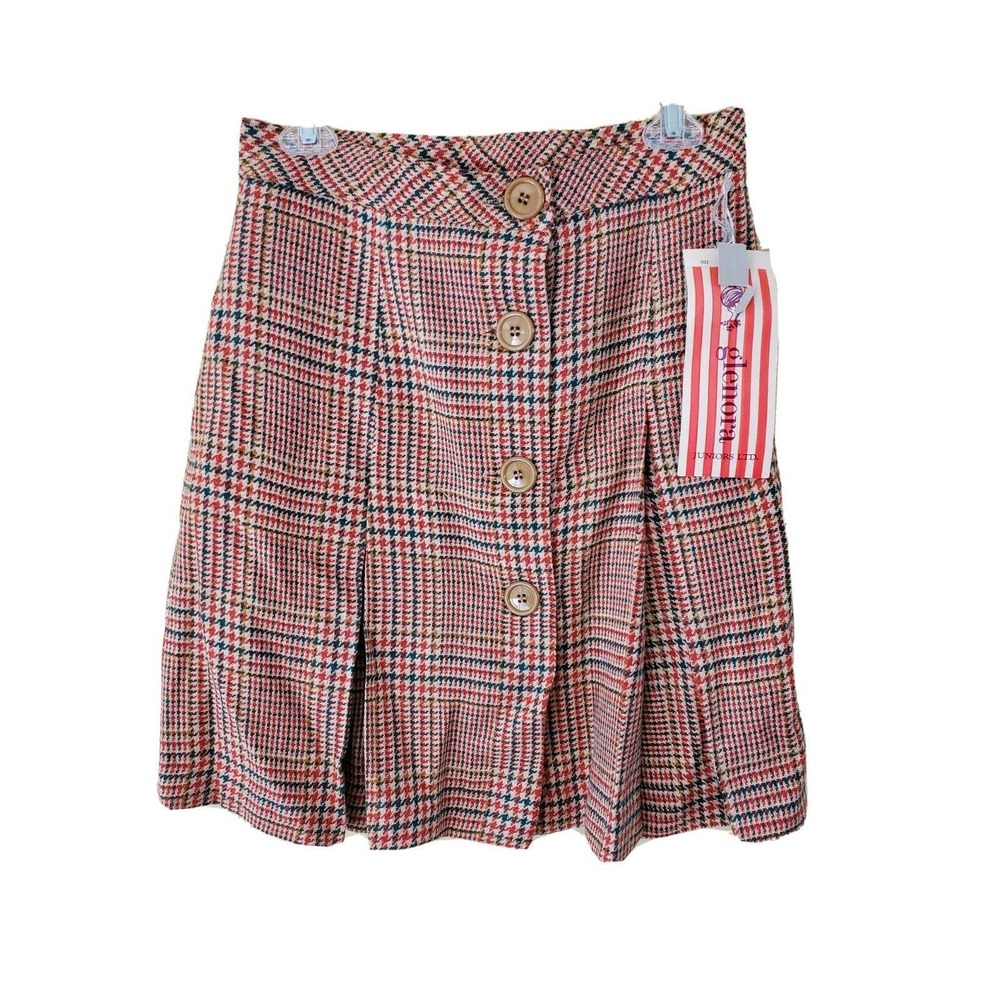 1960's Wool Blend Skirt Glenora Juniors Plaid 13